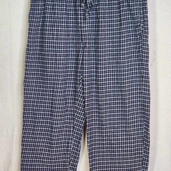 Cherokee Black Grey Blue Plaid Ltwt Cotton Button Fly Drawstring Sleep Pant Sz L - Picture 4 of 16